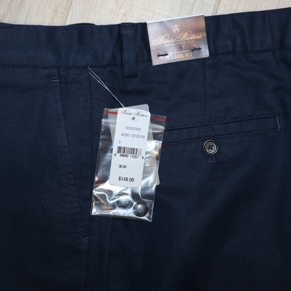 NWOT Brooks Brothers Men’s Clark Fit Linen and Cotton Chino Pants - Picture 3 of 4